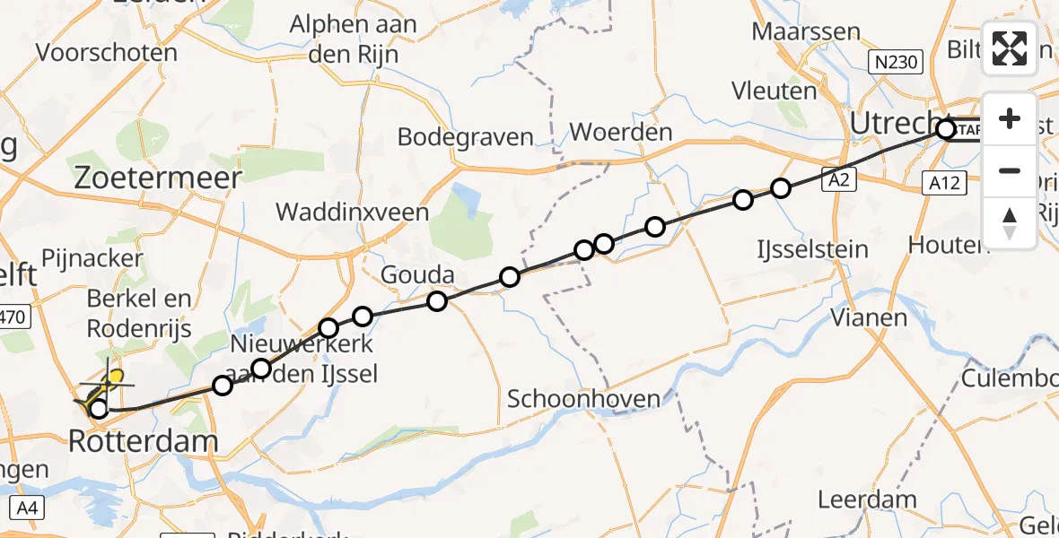 Routekaart van de vlucht: Lifeliner 2 naar Rotterdam The Hague Airport