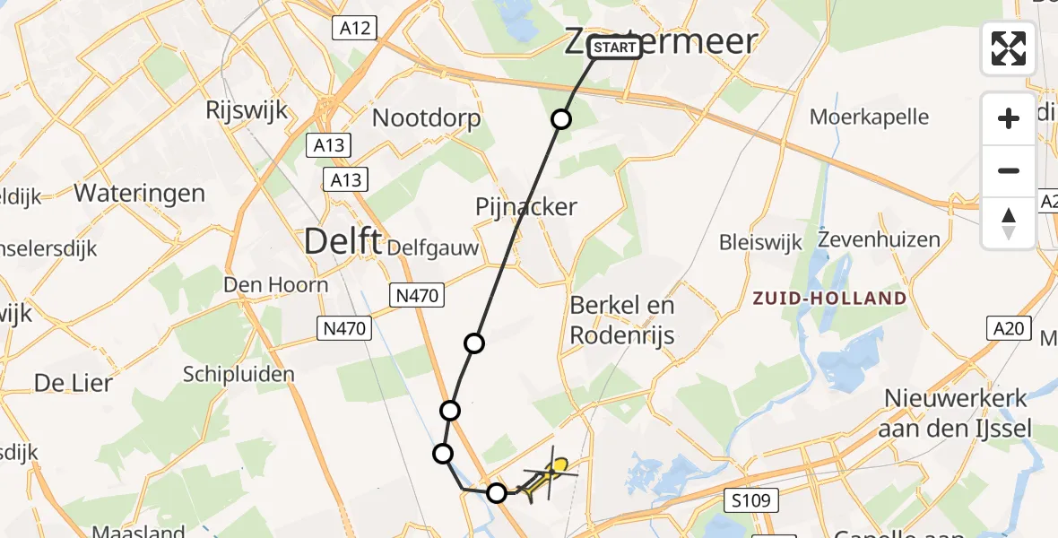 Routekaart van de vlucht: Lifeliner 2 naar Rotterdam The Hague Airport