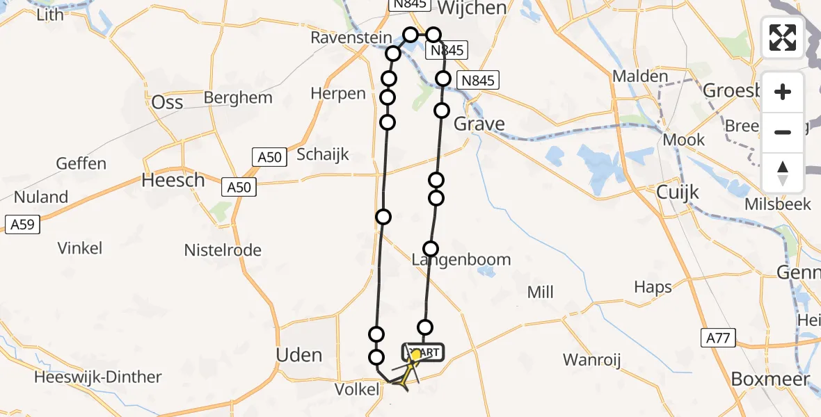 Routekaart van de vlucht: Lifeliner 3 naar Vliegbasis Volkel