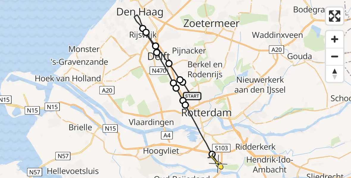 Routekaart van de vlucht: Lifeliner 2 naar Barendrecht