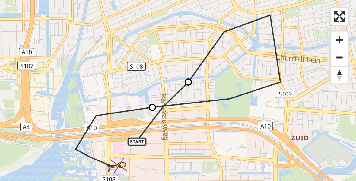 Routekaart van de vlucht: Lifeliner 1 naar VU Medisch Centrum Amsterdam