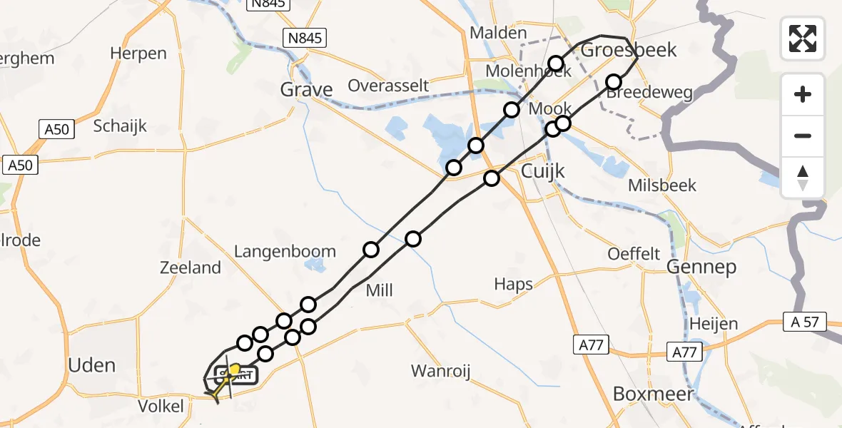 Routekaart van de vlucht: Lifeliner 3 naar Vliegbasis Volkel