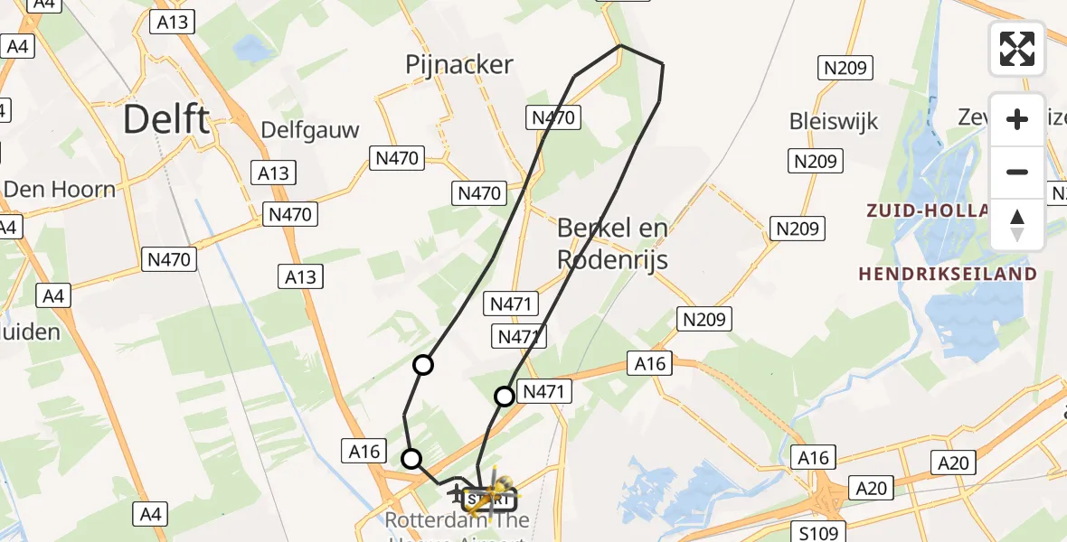 Vluchtroute Traumahelikopter Rotterdam The Hague Airport - Rotterdam The Hague Airport, 28 mei 2023, 20:38