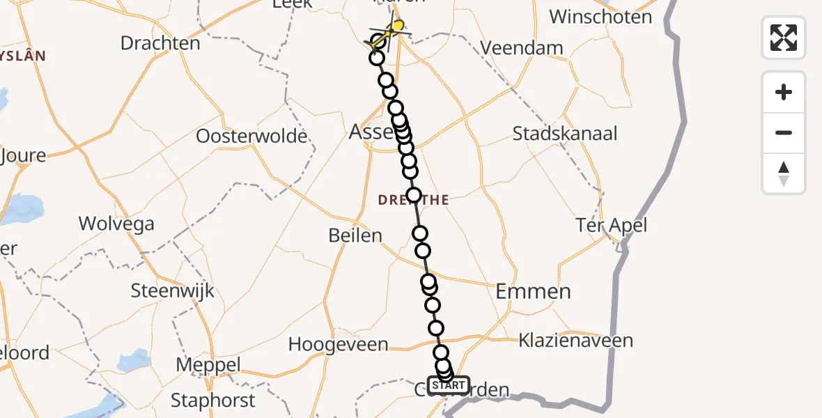 Routekaart van de vlucht: Lifeliner 4 naar Groningen Airport Eelde