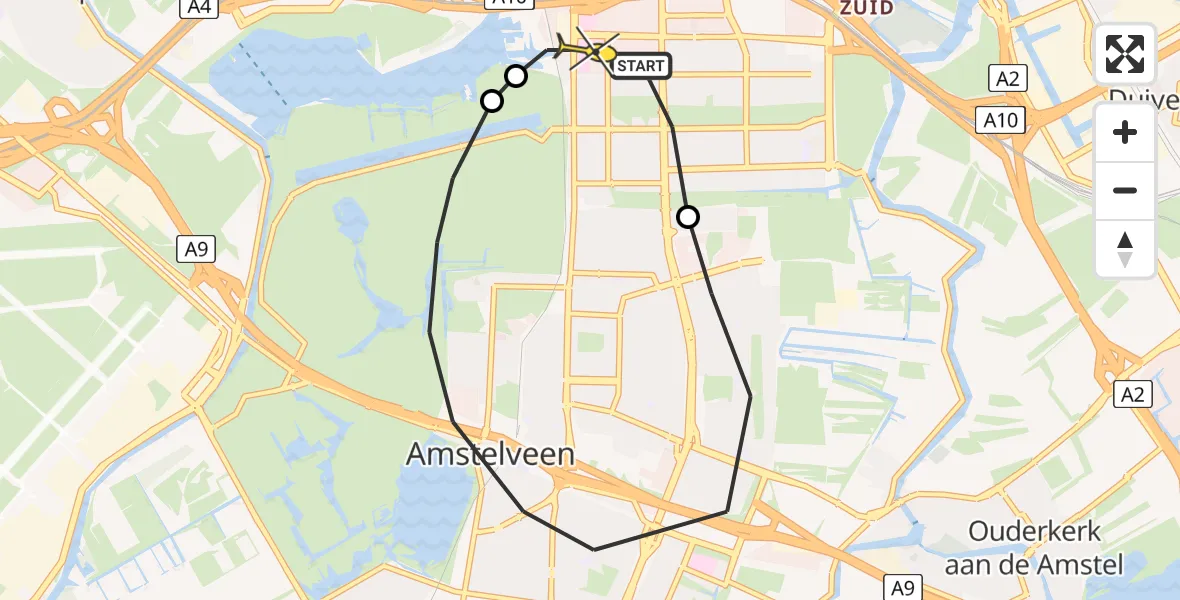 Routekaart van de vlucht: Lifeliner 1 naar VU Medisch Centrum Amsterdam