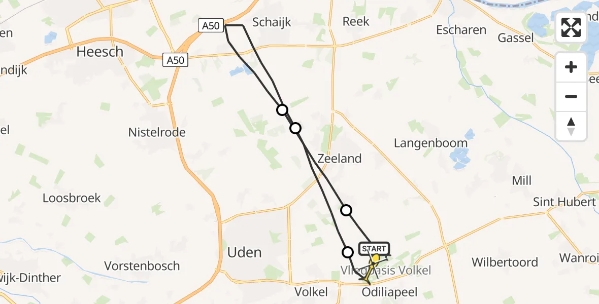 Routekaart van de vlucht: Lifeliner 3 naar Vliegbasis Volkel