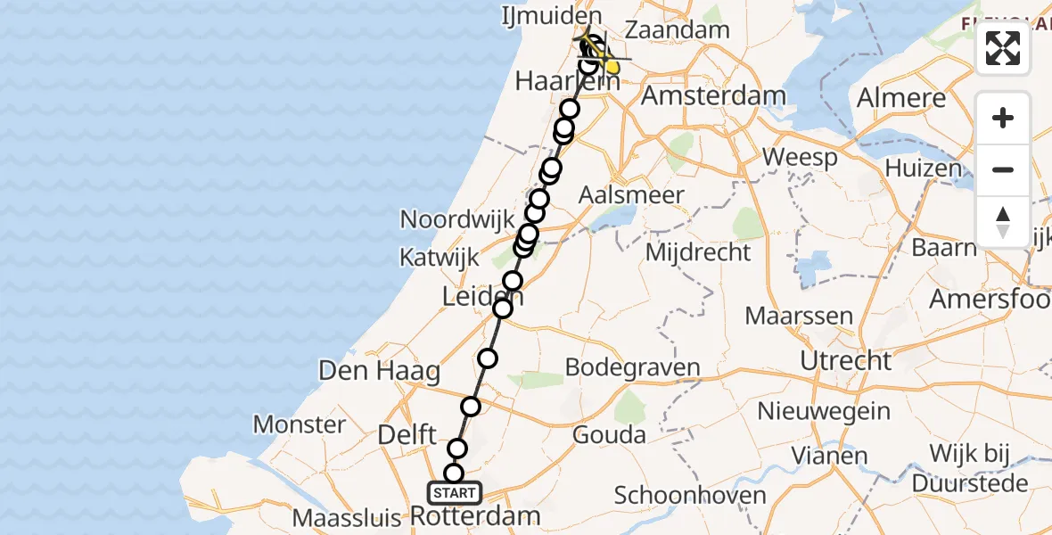 Routekaart van de vlucht: Lifeliner 2 naar Spaarndam