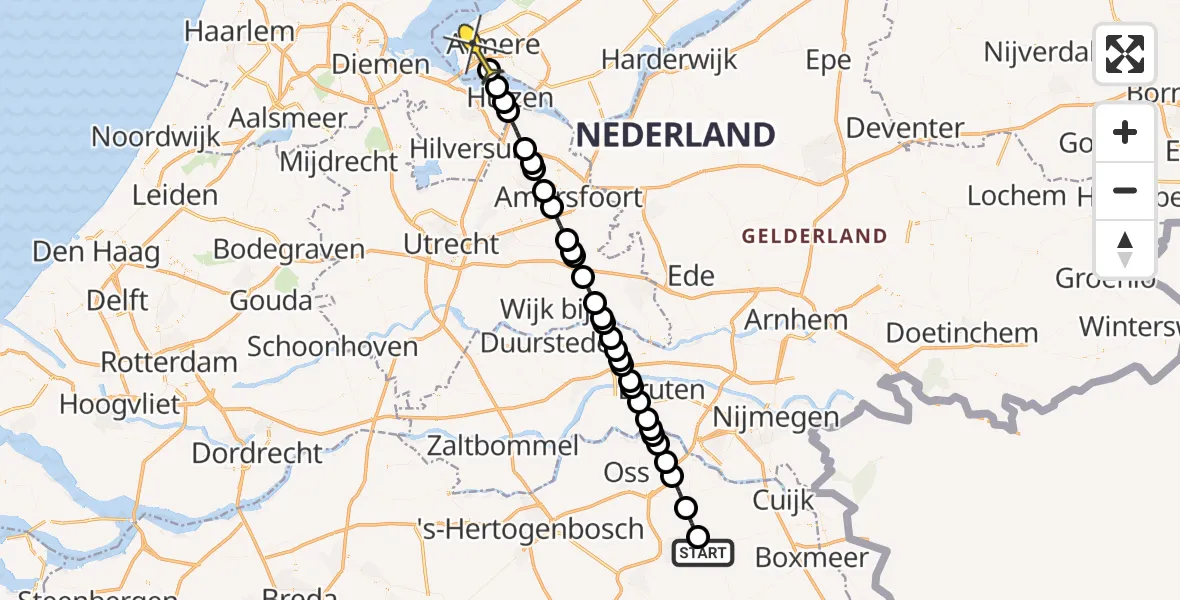 Routekaart van de vlucht: Lifeliner 3 naar Almere