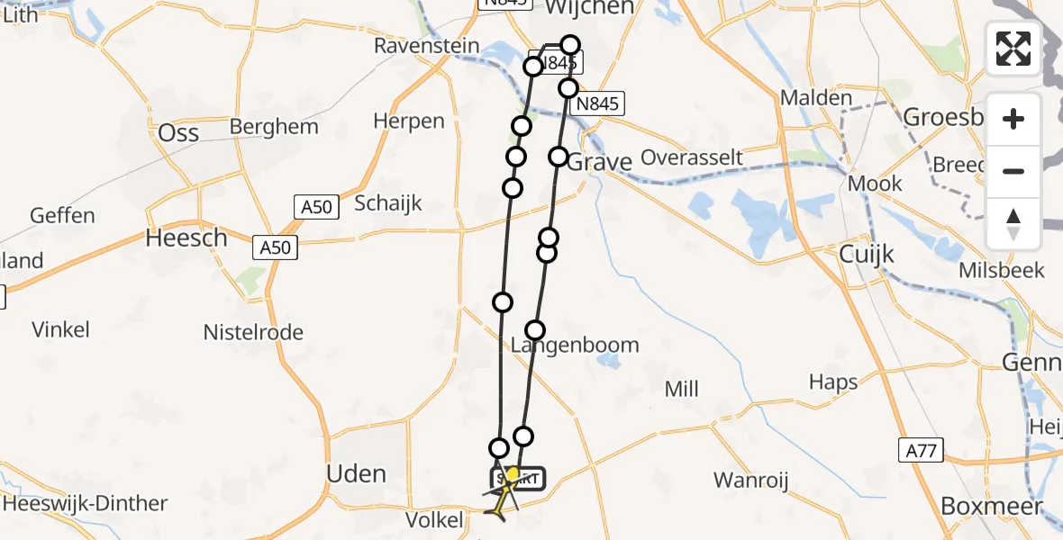 Routekaart van de vlucht: Lifeliner 3 naar Vliegbasis Volkel