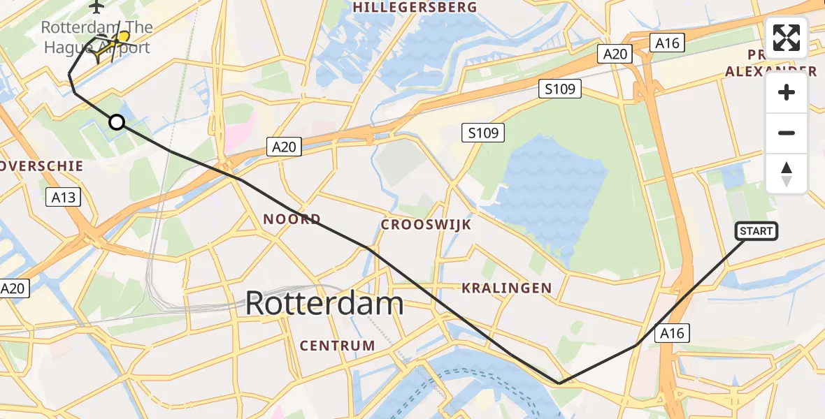 Routekaart van de vlucht: Lifeliner 2 naar Rotterdam The Hague Airport