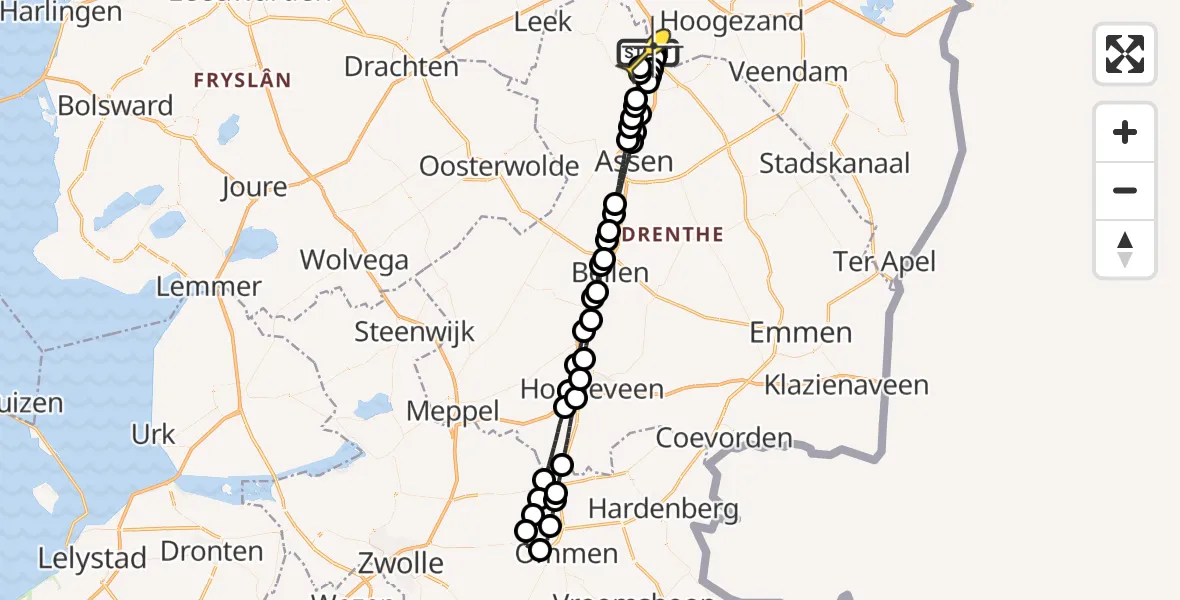 Routekaart van de vlucht: Lifeliner 4 naar Groningen Airport Eelde