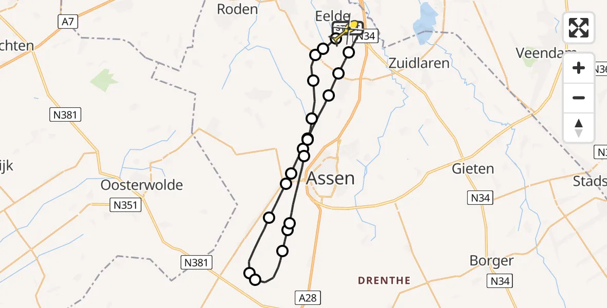 Routekaart van de vlucht: Lifeliner 4 naar Groningen Airport Eelde