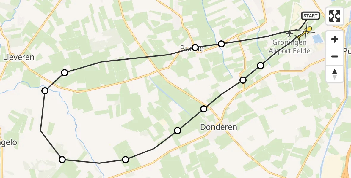 Routekaart van de vlucht: Lifeliner 4 naar Groningen Airport Eelde