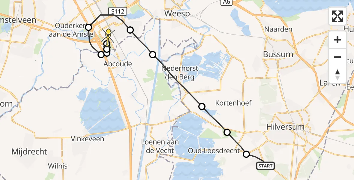 Routekaart van de vlucht: Lifeliner 1 naar Academisch Medisch Centrum (AMC)