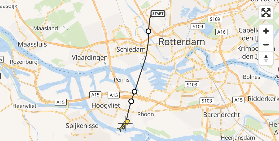 Routekaart van de vlucht: Lifeliner 2 naar Poortugaal