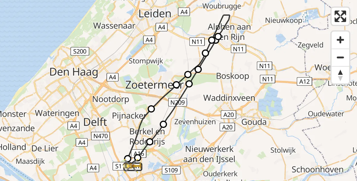 Vluchtroute Traumahelikopter Rotterdam The Hague Airport - Rotterdam The Hague Airport, 30 mei 2023, 08:02