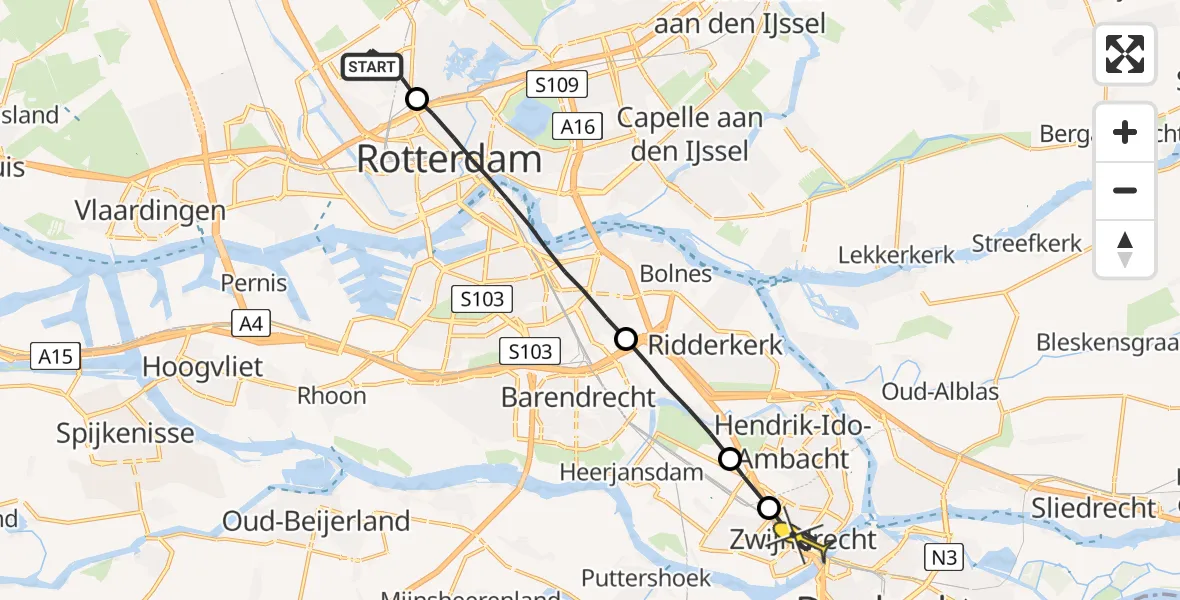 Routekaart van de vlucht: Lifeliner 2 naar Zwijndrecht