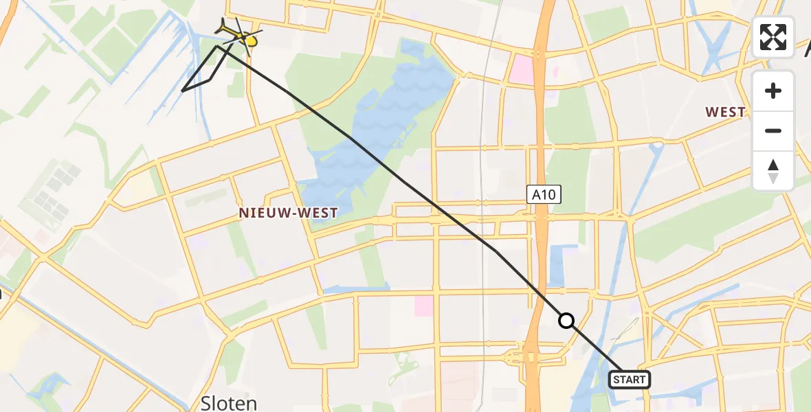 Routekaart van de vlucht: Lifeliner 1 naar Amsterdam