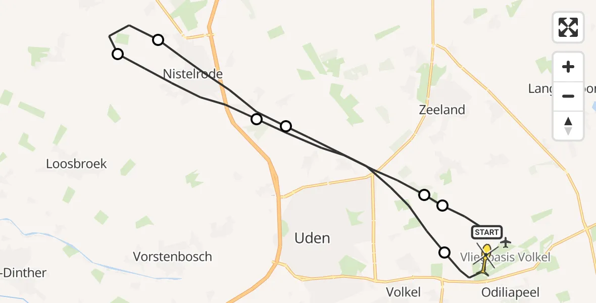 Routekaart van de vlucht: Lifeliner 3 naar Vliegbasis Volkel