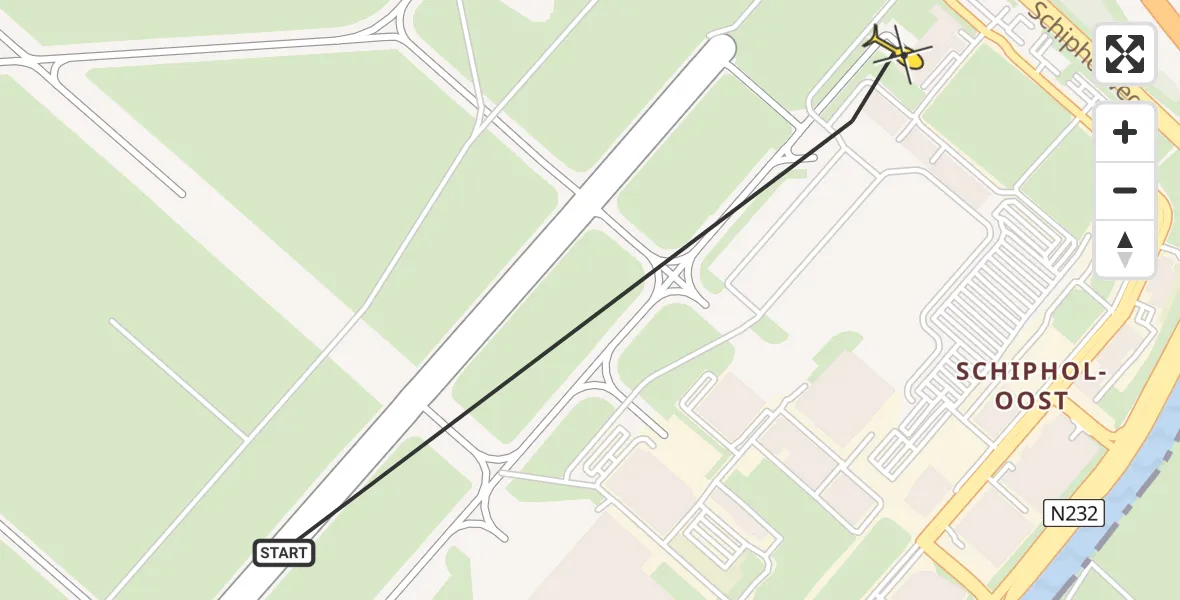 Vluchtroute Politiehelikopter van Schiphol naar Schiphol