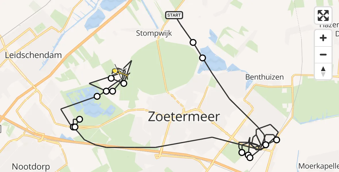 Routekaart van de vlucht: Politieheli naar Leidschendam