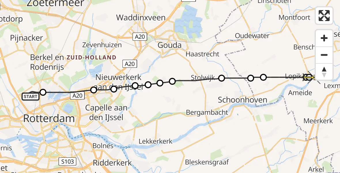 Routekaart van de vlucht: Lifeliner 2 naar Lopik