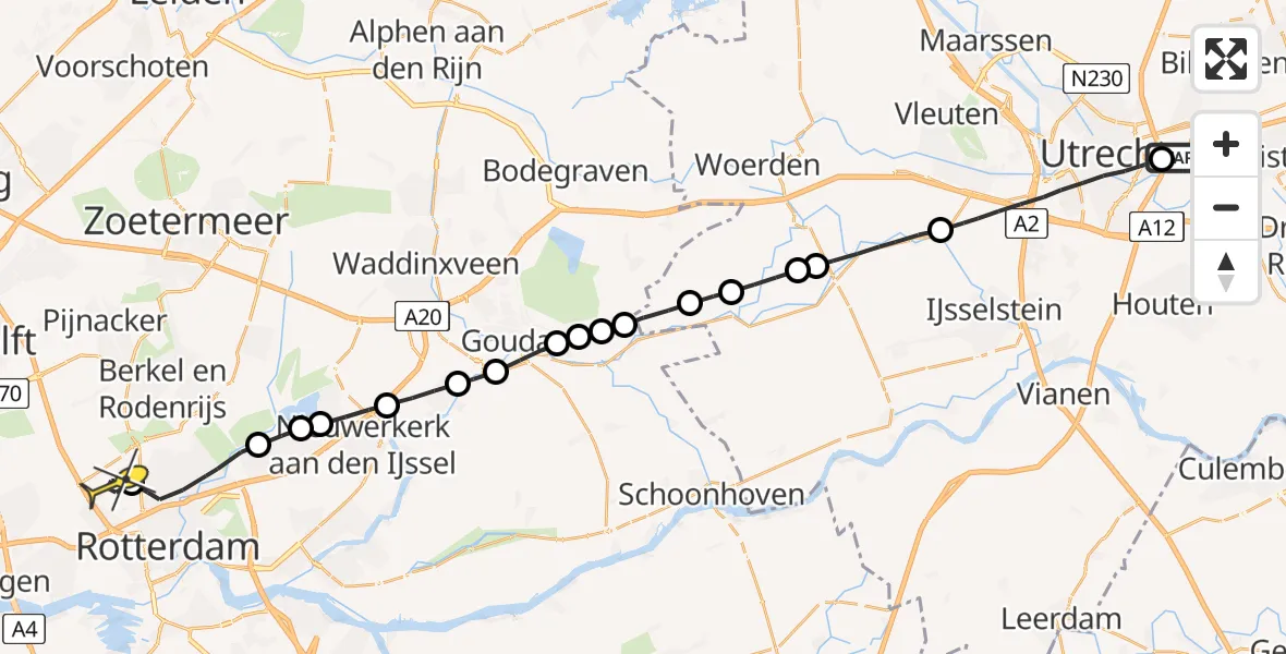 Routekaart van de vlucht: Lifeliner 2 naar Rotterdam The Hague Airport