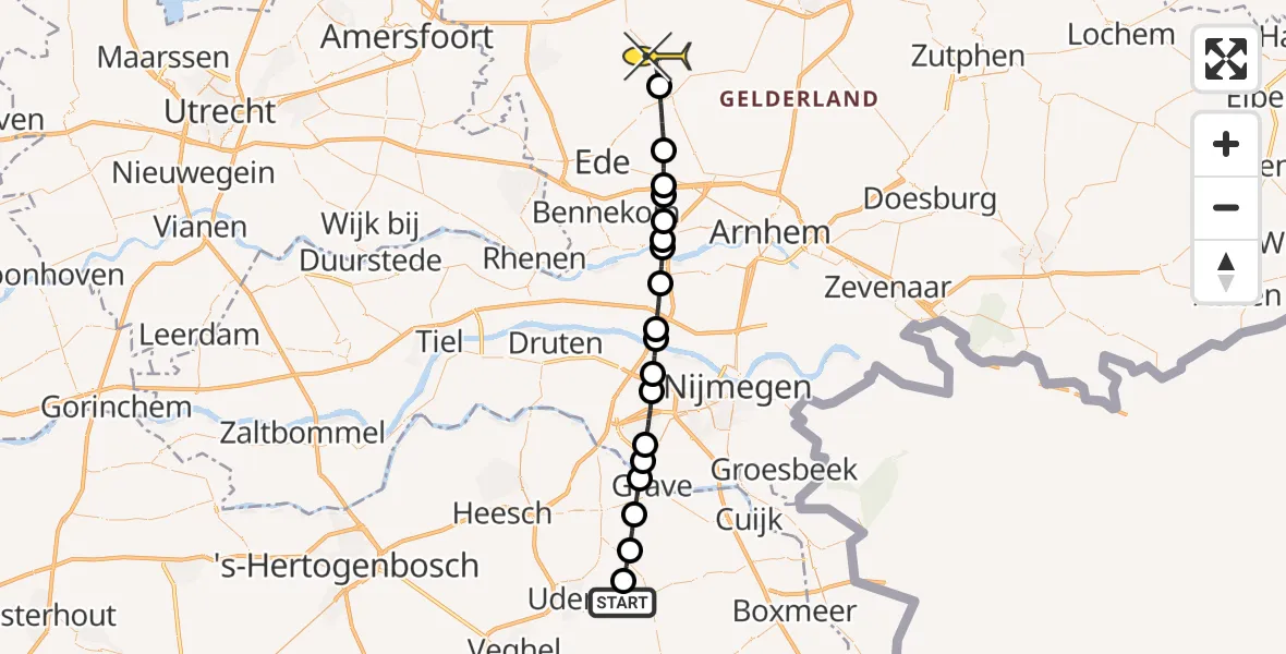 Routekaart van de vlucht: Lifeliner 3 naar Harskamp