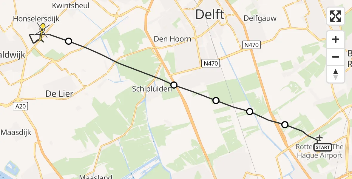 Routekaart van de vlucht: Lifeliner 2 naar Honselersdijk