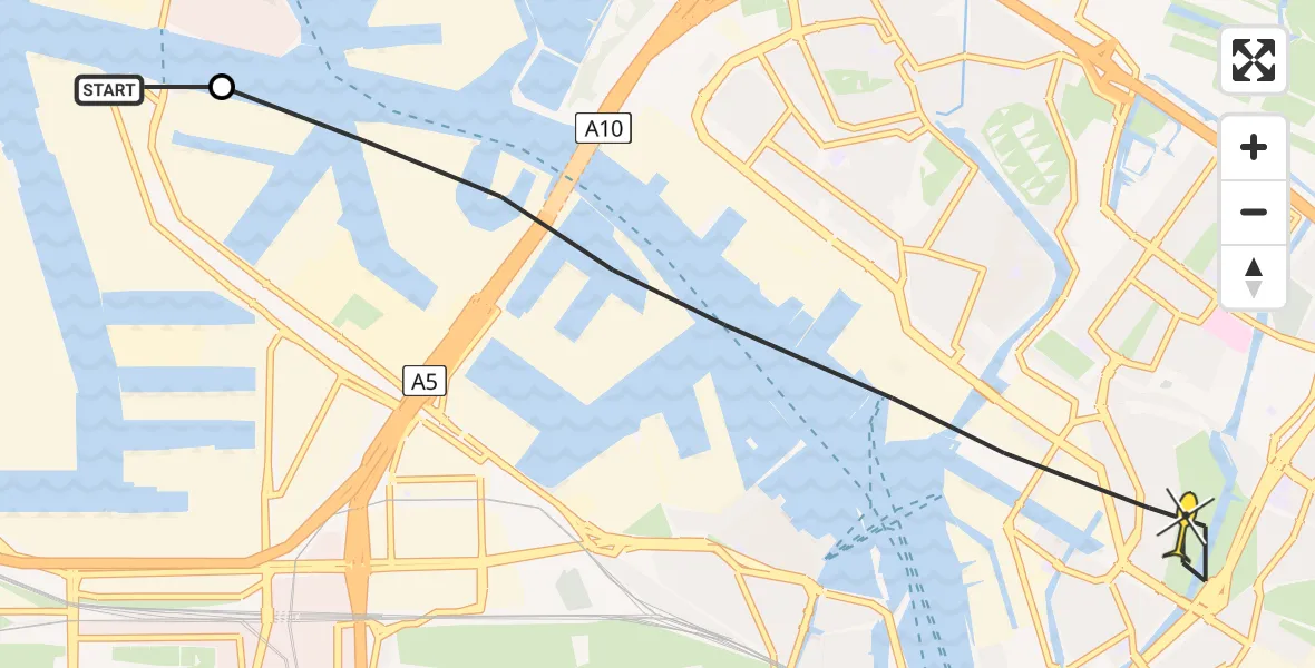 Routekaart van de vlucht: Lifeliner 1 naar Amsterdam