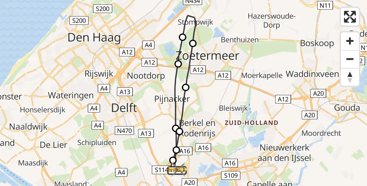 Vluchtroute Traumahelikopter Rotterdam The Hague Airport - Rotterdam The Hague Airport, 31 mei 2023, 02:38