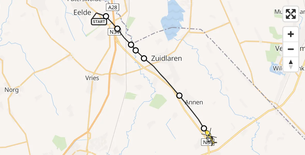 Routekaart van de vlucht: Lifeliner 4 naar Eext