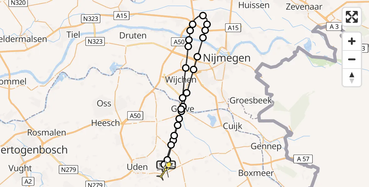 Routekaart van de vlucht: Lifeliner 3 naar Vliegbasis Volkel