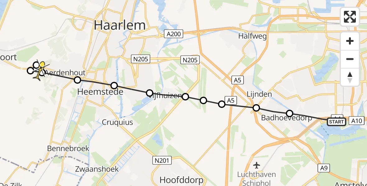 Routekaart van de vlucht: Lifeliner 1 naar Bentveld