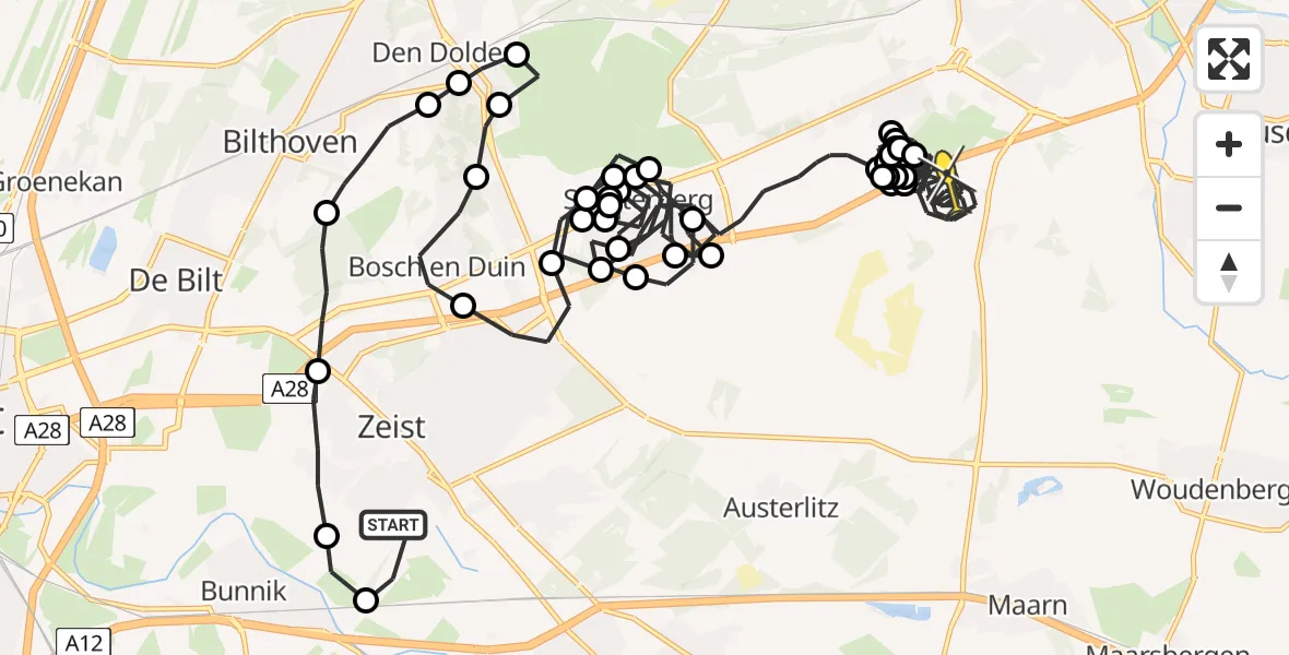 Routekaart van de vlucht: Politieheli naar Leusden