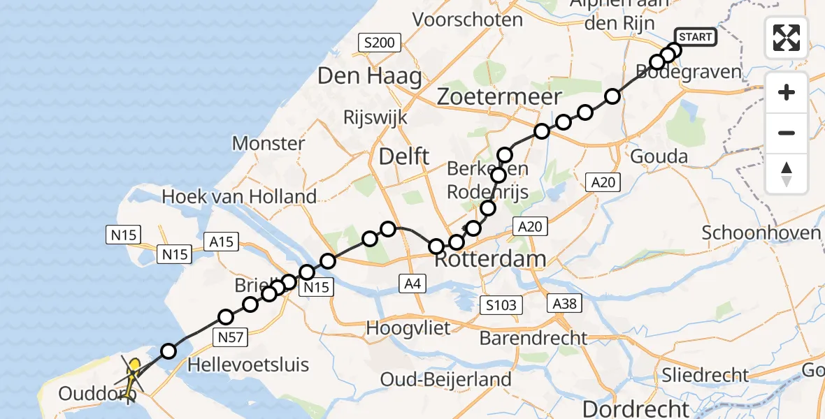 Routekaart van de vlucht: Lifeliner 2 naar Goedereede