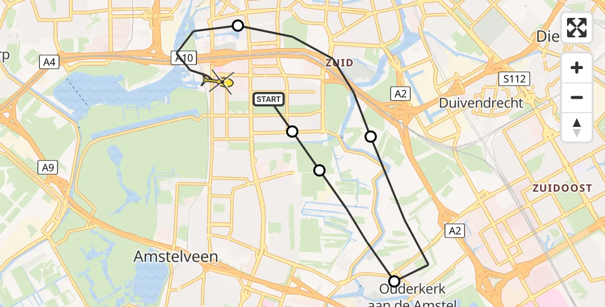 Routekaart van de vlucht: Lifeliner 1 naar VU Medisch Centrum Amsterdam