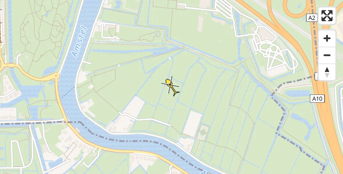 Vluchtroute Politiehelikopter van Amsterdam naar Amsterdam