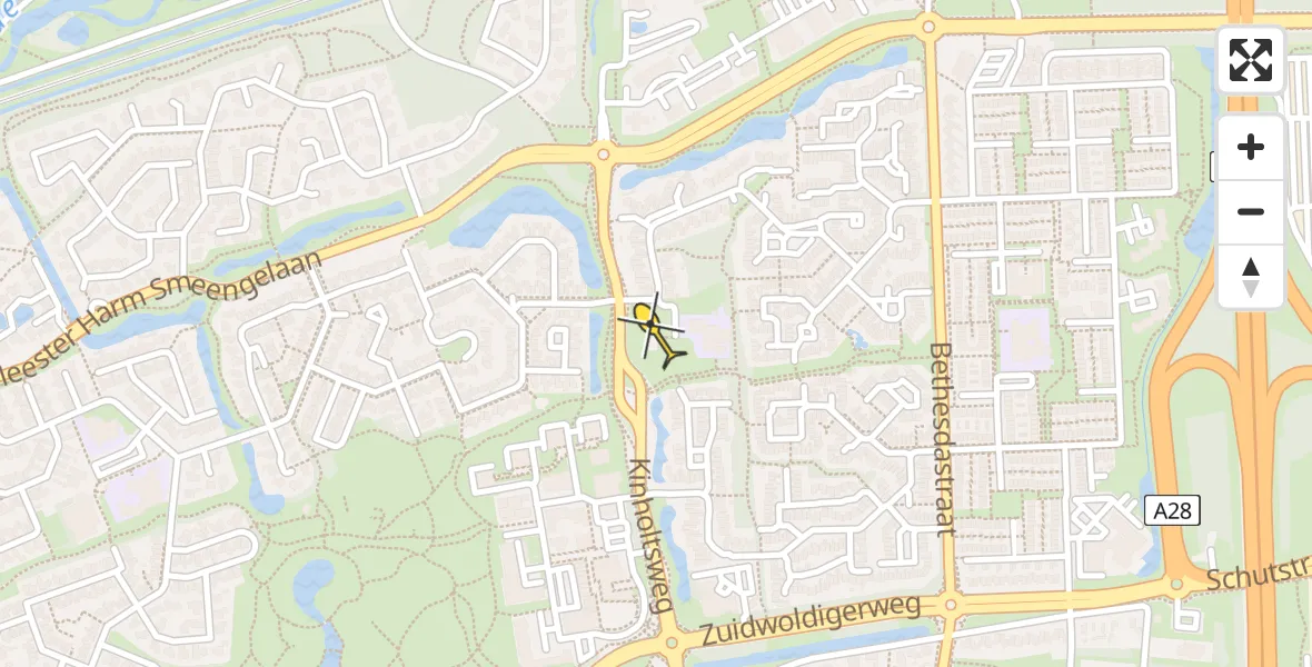 Routekaart van de vlucht: Lifeliner 4 naar Hoogeveen