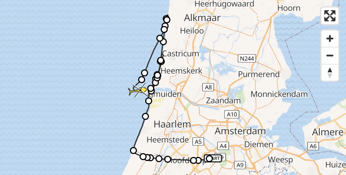 Routekaart van de vlucht: Politieheli naar 