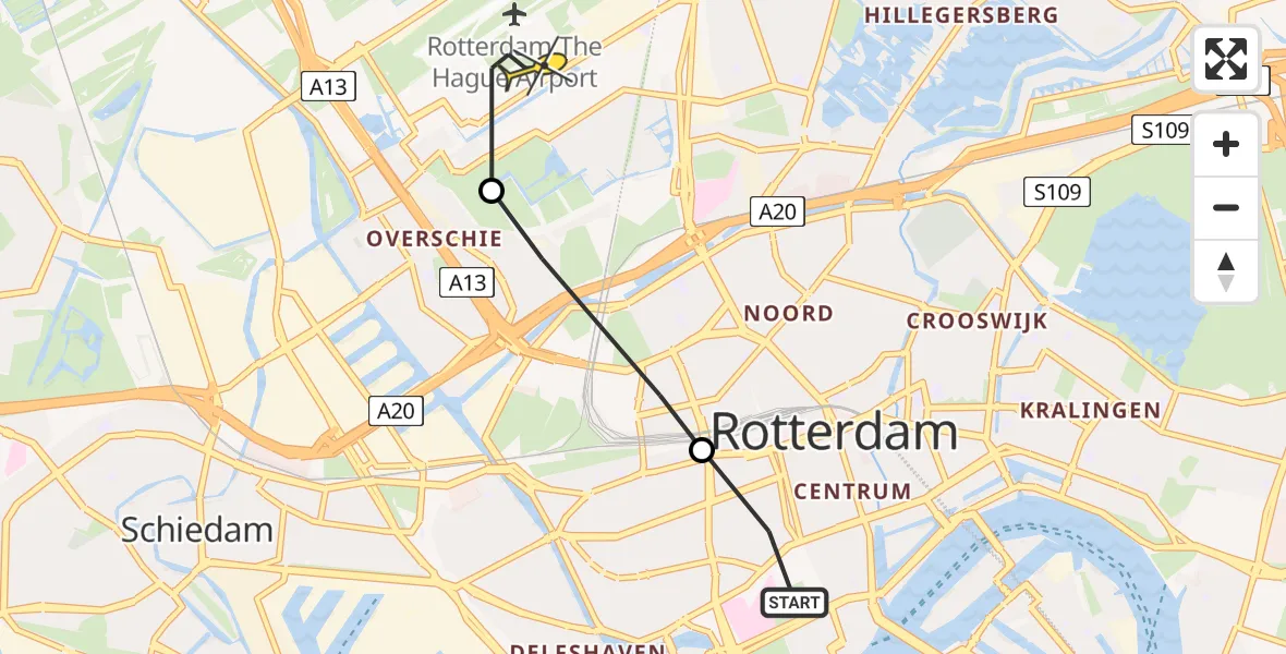 Routekaart van de vlucht: Lifeliner 2 naar Rotterdam The Hague Airport