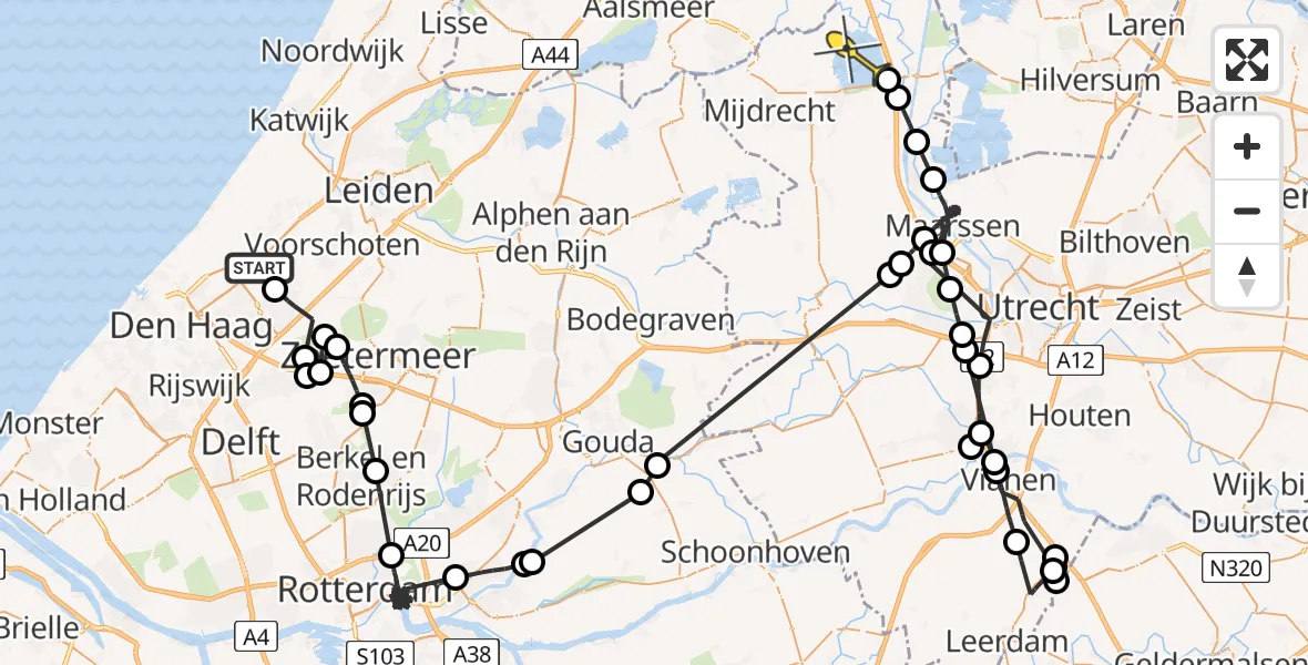 Routekaart van de vlucht: Politieheli naar Vinkeveen