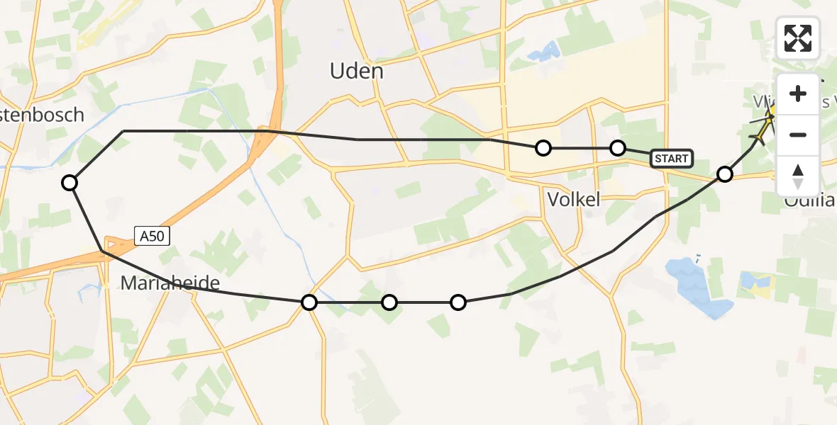 Routekaart van de vlucht: Lifeliner 3 naar Vliegbasis Volkel