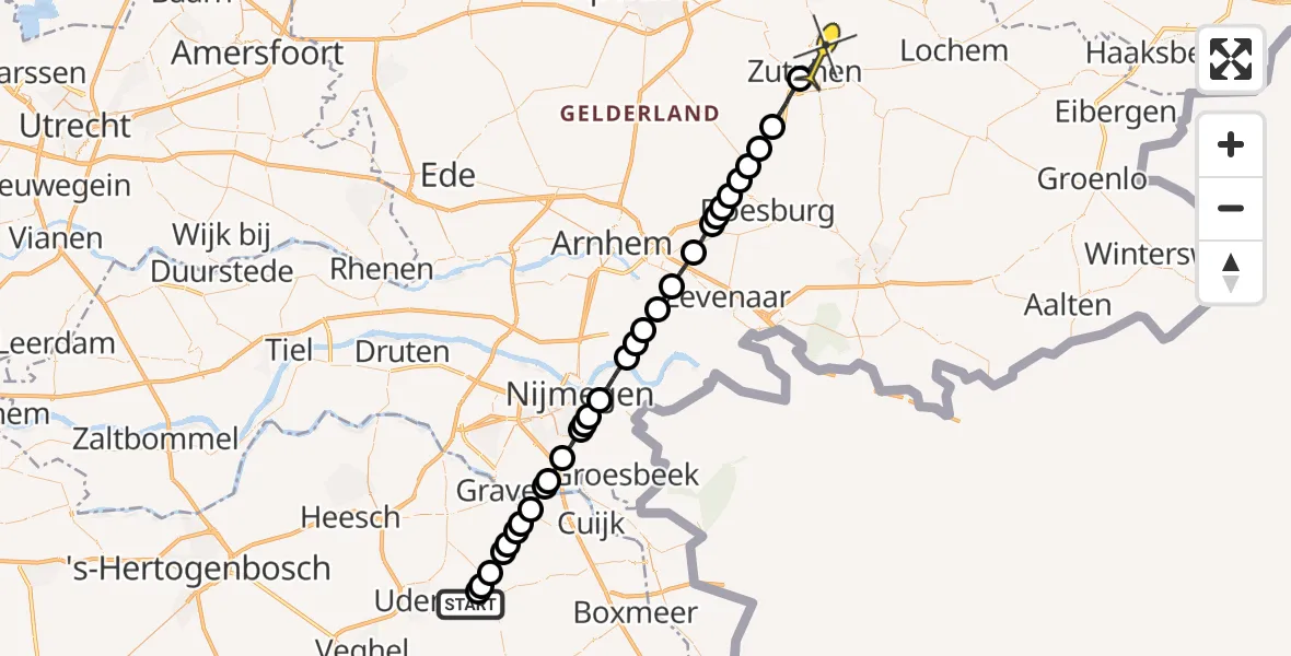 Routekaart van de vlucht: Lifeliner 3 naar Zutphen
