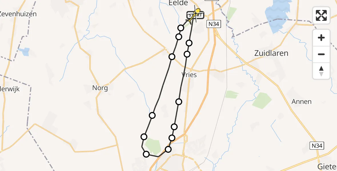 Routekaart van de vlucht: Lifeliner 4 naar Groningen Airport Eelde