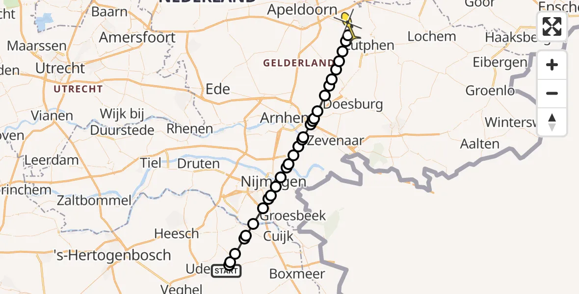 Routekaart van de vlucht: Lifeliner 3 naar Voorst