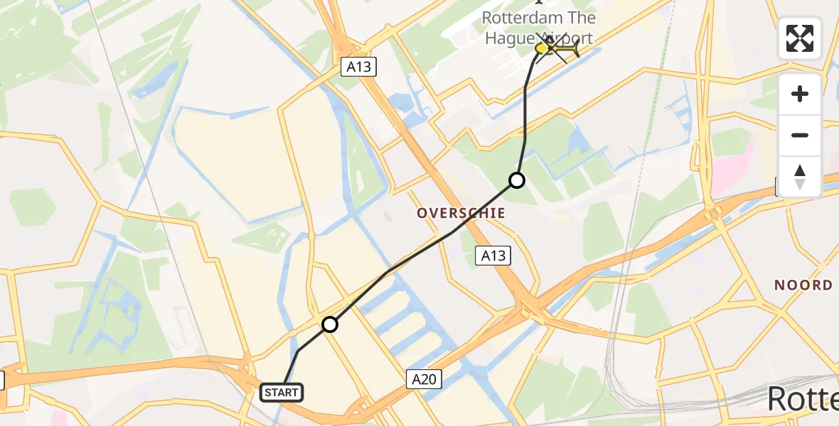 Routekaart van de vlucht: Lifeliner 2 naar Rotterdam The Hague Airport