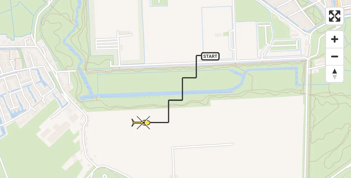 Routekaart van de vlucht: Politiehelikopter naar Hekelingen