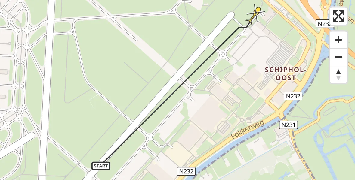 Vluchtroute Politiehelikopter van Schiphol naar Schiphol