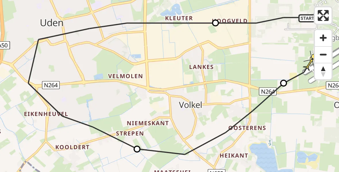 Routekaart van de vlucht: Lifeliner 3 naar Vliegbasis Volkel